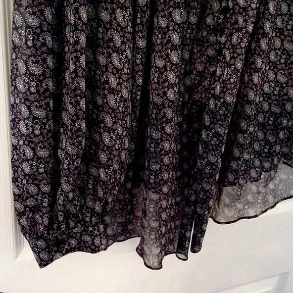 Zara Bohemian Poet Style Sheer Paisley Long Sleeve Blouse - Picture 5 of 11